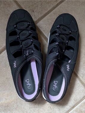Ryka Black with Lavender Accent Women's Athletic Slip-On Shoes